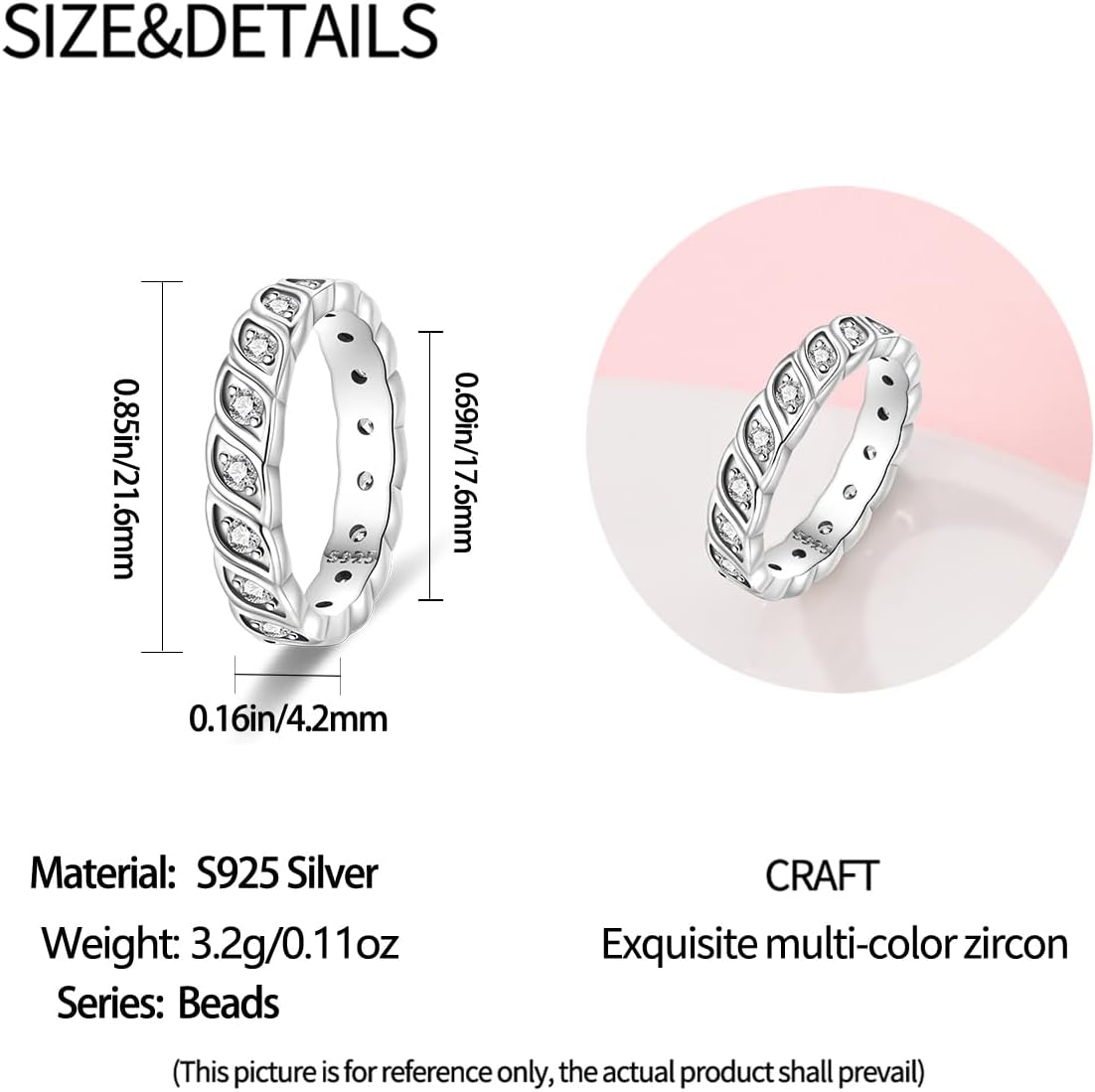 Detalle 2 de 925 Sterling Silber Damenringe Elegante Zirkonia