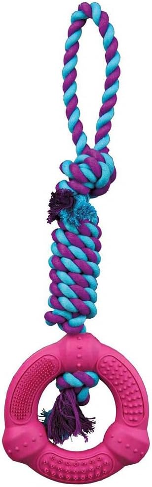Detalle 2 de TRIXIE Ring am Tau (Gummi-Kauspielzeug) – robustes Hundespielzeug aus Naturgummi, 33191
