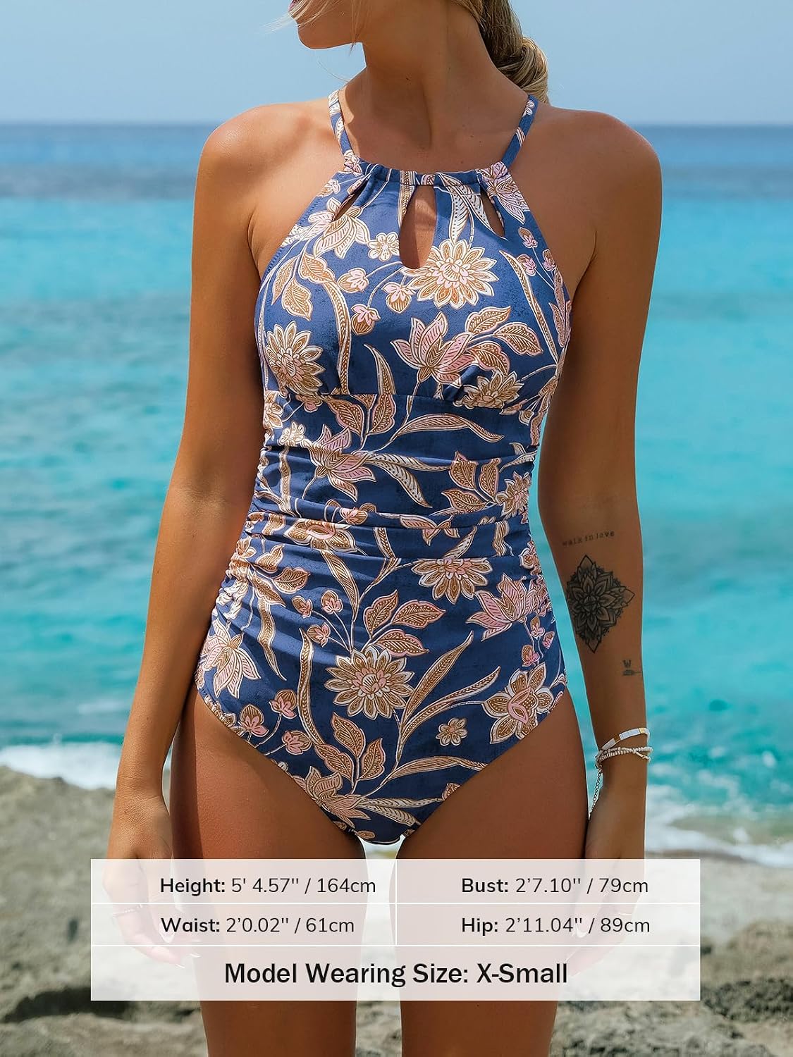 Detalle 2 de CUPSHE Badeanzug mit High Neck Raffung