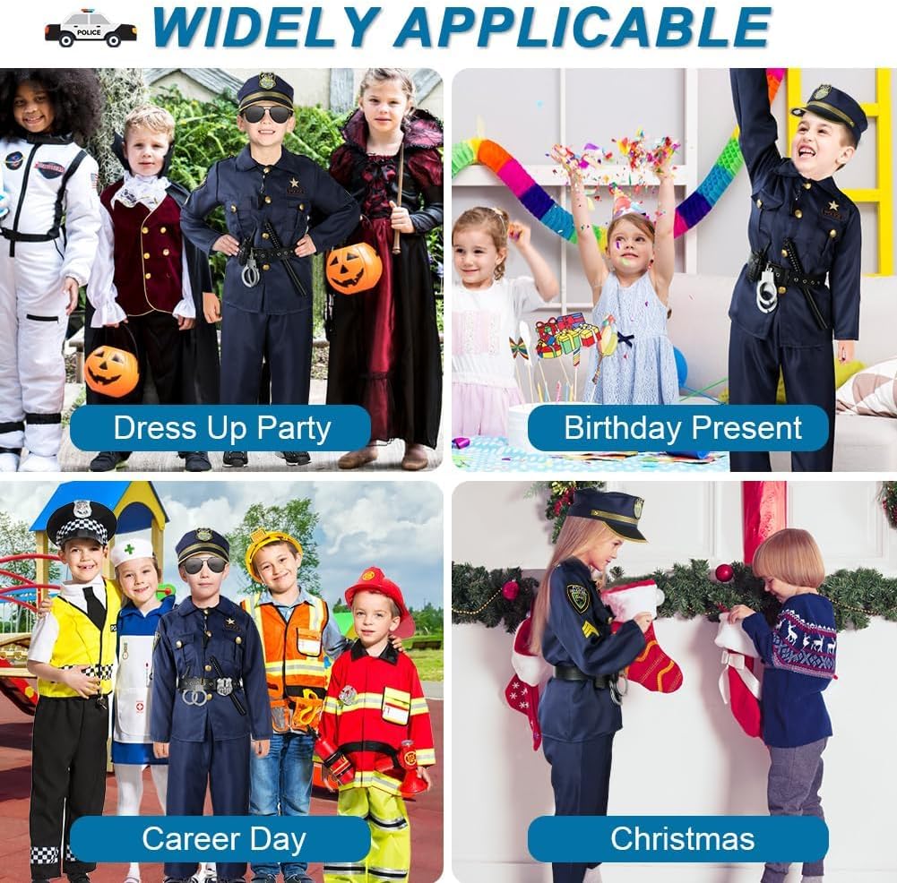 Thumbnail 6 de AOMIG Politieagentenkostuum voor kinderen, 13-delige set in polyester