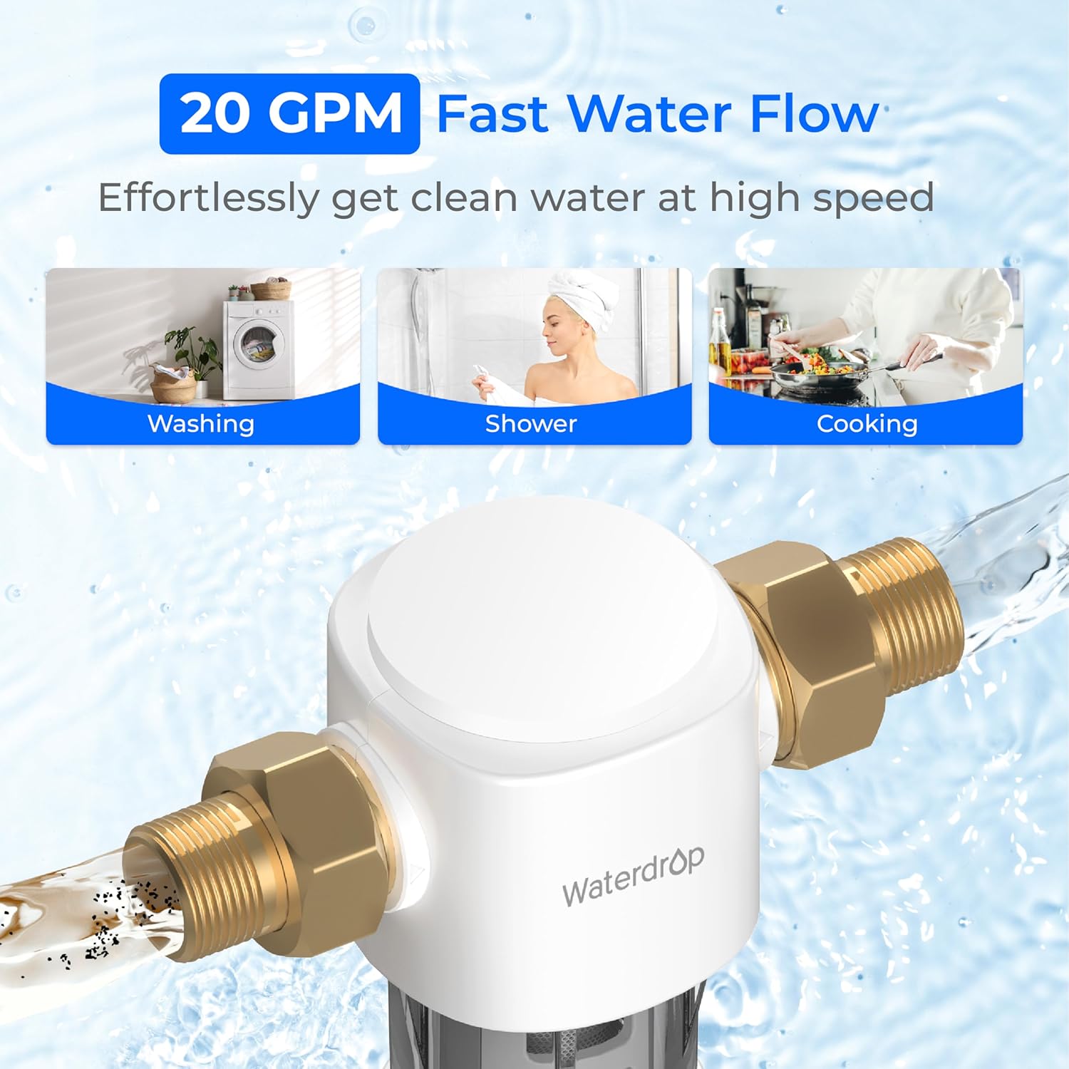 Detalle de Waterdrop WD-PF01 Filtro de sedimentos 40 micras 20 GPM