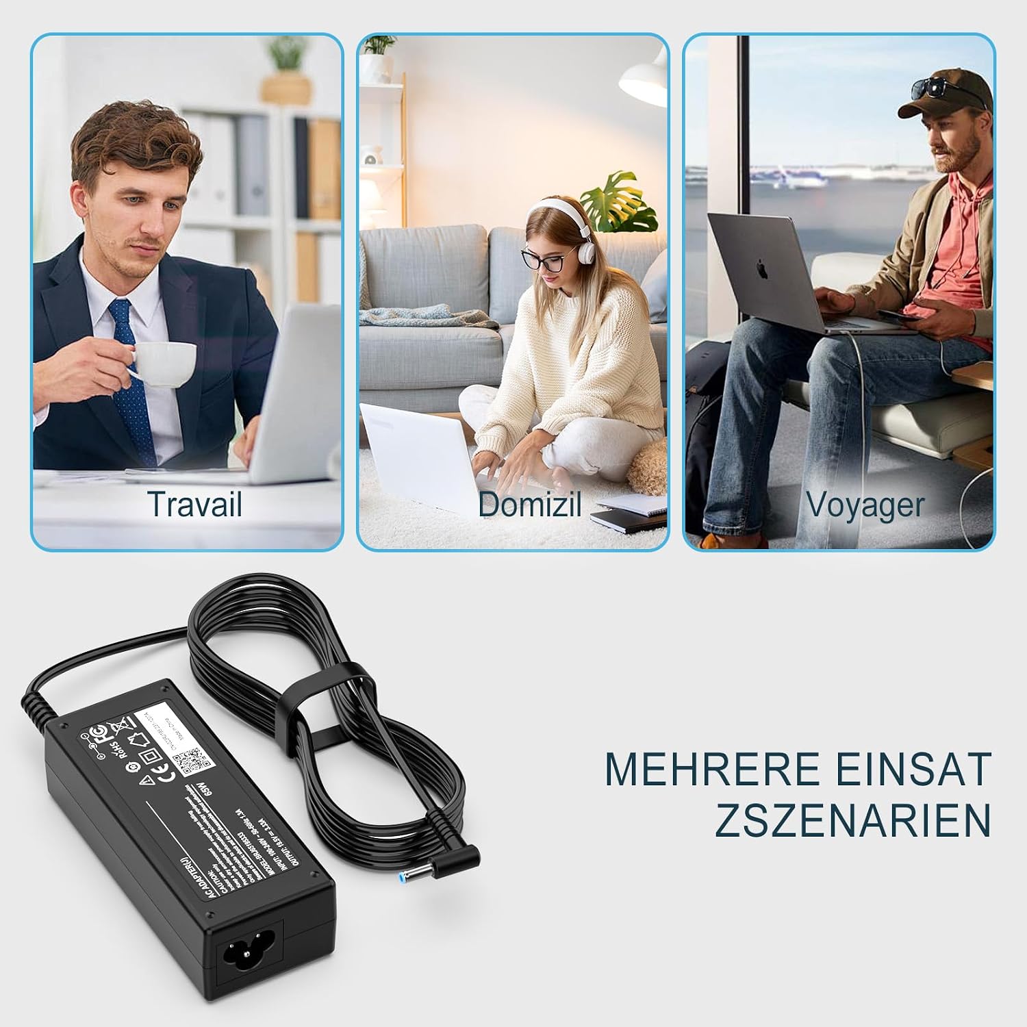 Thumbnail 6 de HP Laptop Netzteil 65 W 19,5 V / 3,33 A (4,5 x 3,0 mm) – kompatibel mit vielen HP Modellen