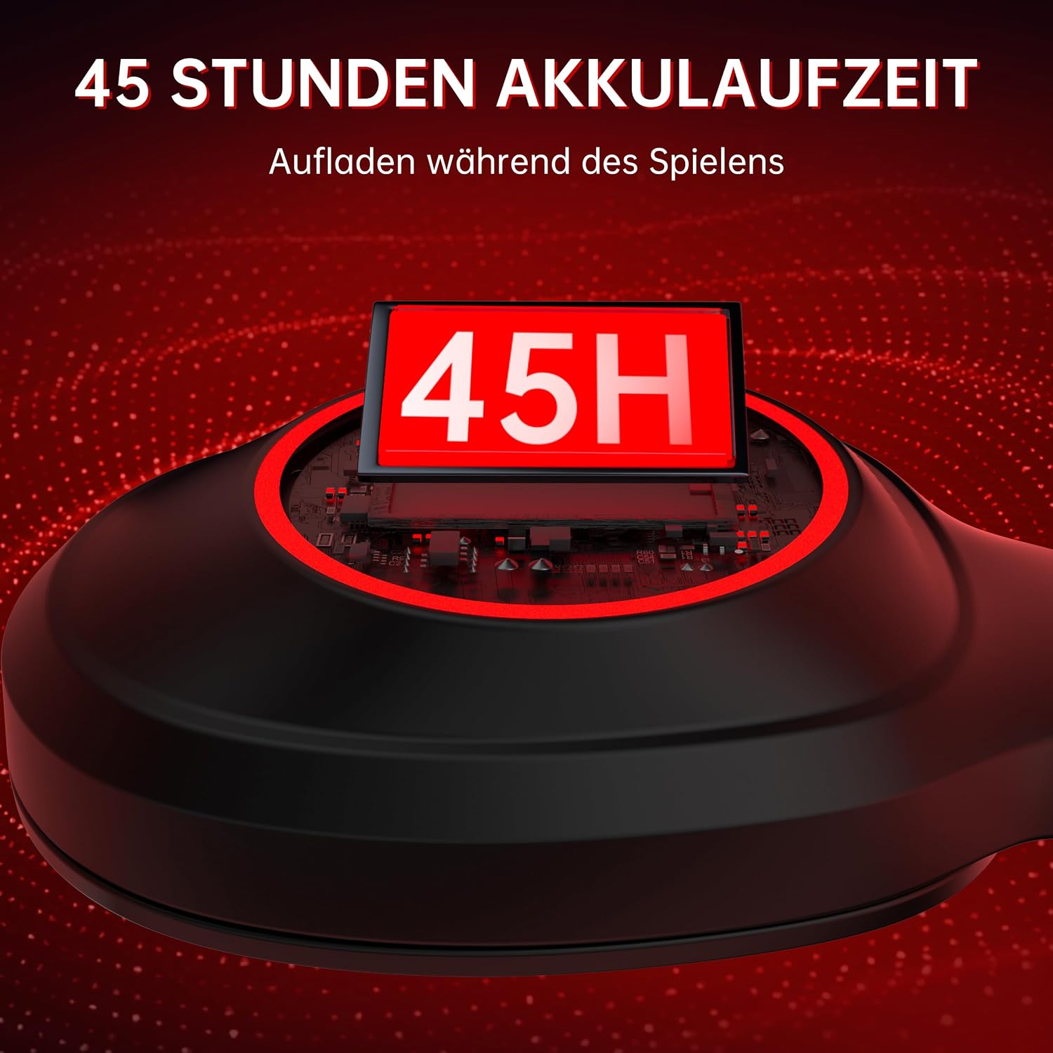 Detalle de AOC Gaming Headset kabellos – Vielseitige 4-in-1-Verbindung, 7.1-Surround-Sound und lange Ausdauer