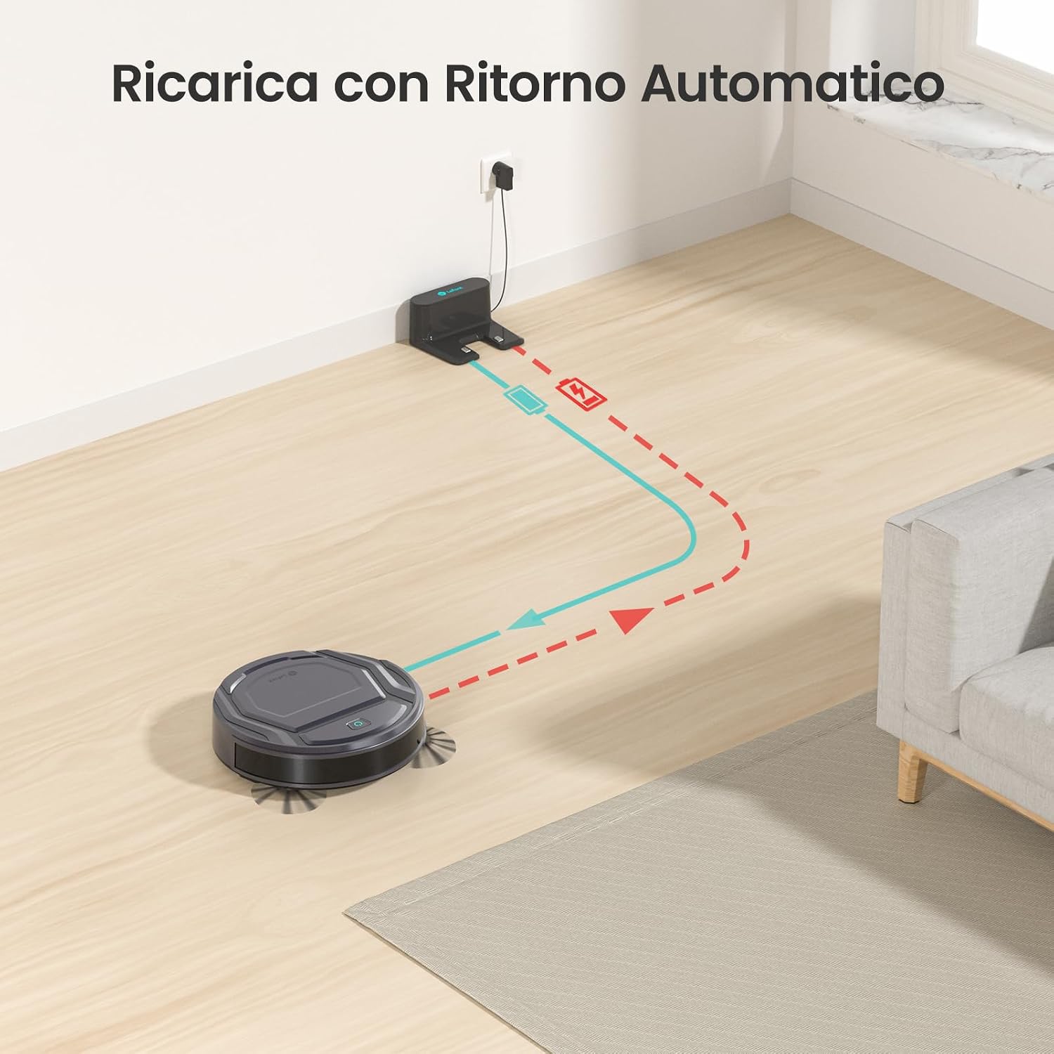 Thumbnail 6 de Lefant M210P robot aspirapolvere grigio con 2200Pa e potenziamento automatico sui tappeti
