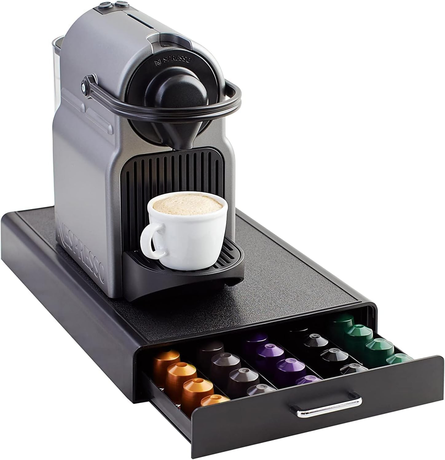 Detalle de Amazon Basics Nespresso OriginalLine Pod Storage with 1 Drawer Holder (50 Capsule) – Black, DHCD002