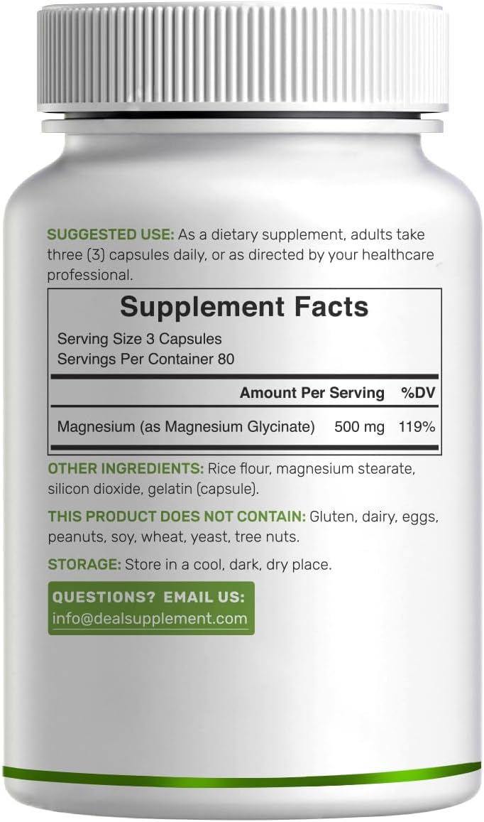 Detalle de Magnesium Glycinate Supplement 500mg