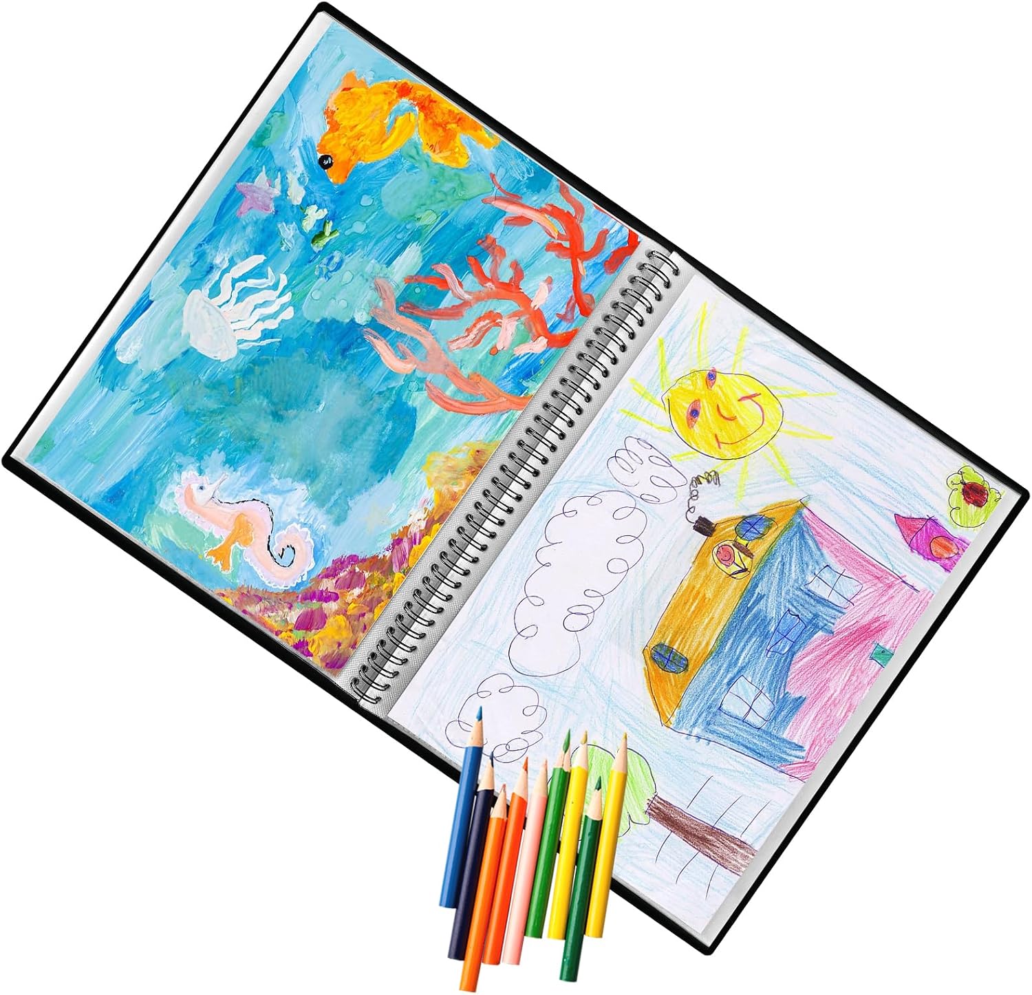 Detalle de Irich A4 Notenmappe – 50 Taschen/100 Seiten, wasserdicht, Kunststoff, Registermappe für Dokumente, Kunstwerke und Musikblätter