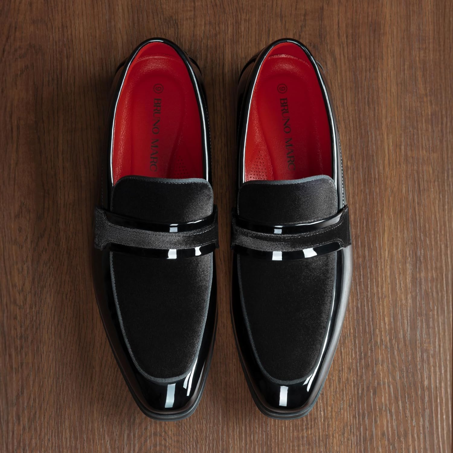 Thumbnail 2 de Bruno Marc Tuxedo Patent Loafers Velvet dress shoes