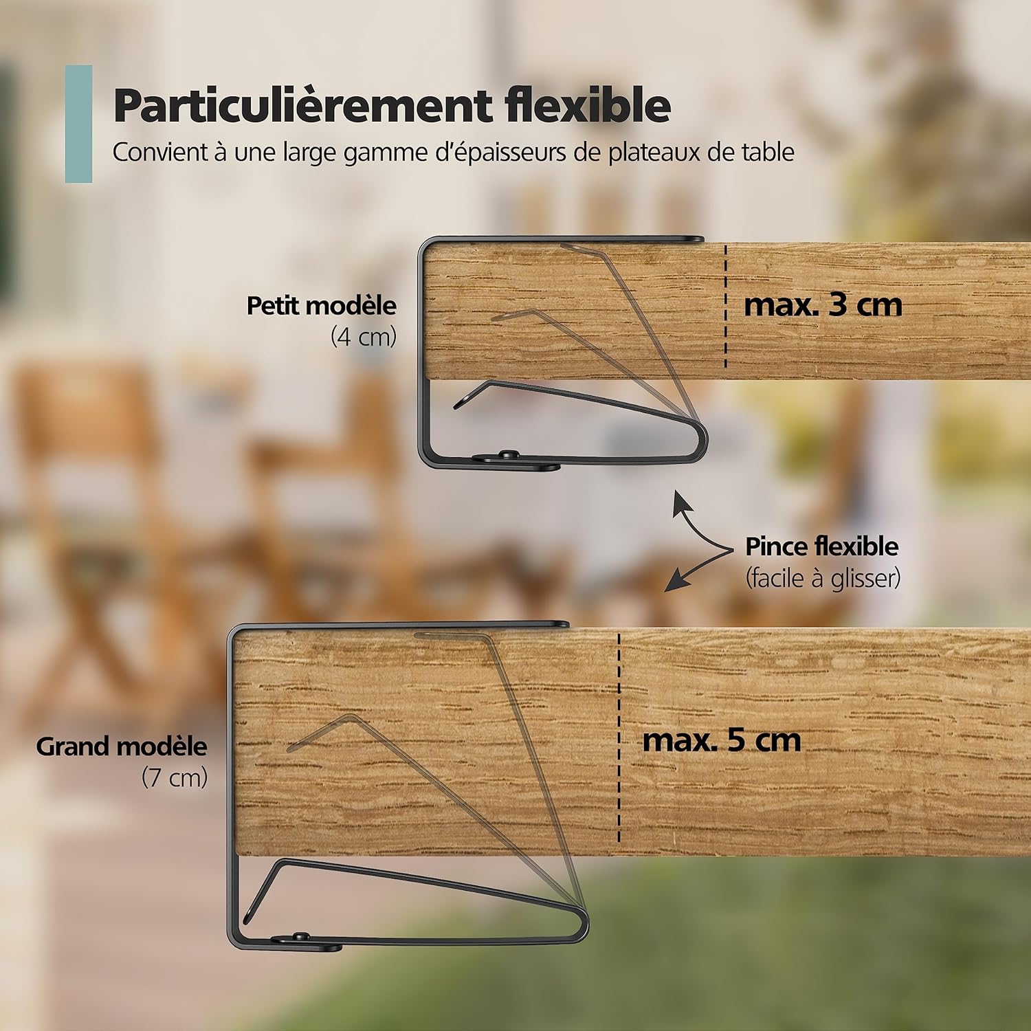 Detalle 2 de Virea – Lot de 4 pinces à nappe noir en acier inoxydable (pour tables jusqu’à 5 cm d’épaisseur)