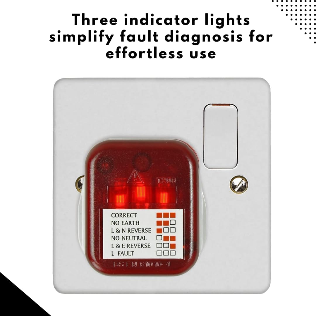 Detalle 2 de Invero UK 13A Mains Plug-In Socket Tester for Safety Checks