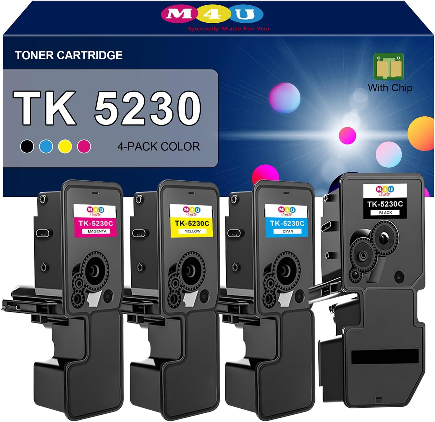 Detalle de Lot de 4 cartouches de toner TK5230 compatibles Kyocera (Noir, Cyan, Jaune, Magenta)