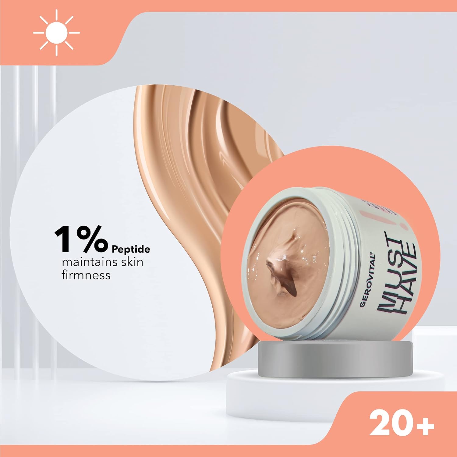 Detalle de Gerovital Must Have DD Feuchtigkeitscreme mit 1% Peptiden & SPF 15 – Tagespflege für Gesicht und Hals