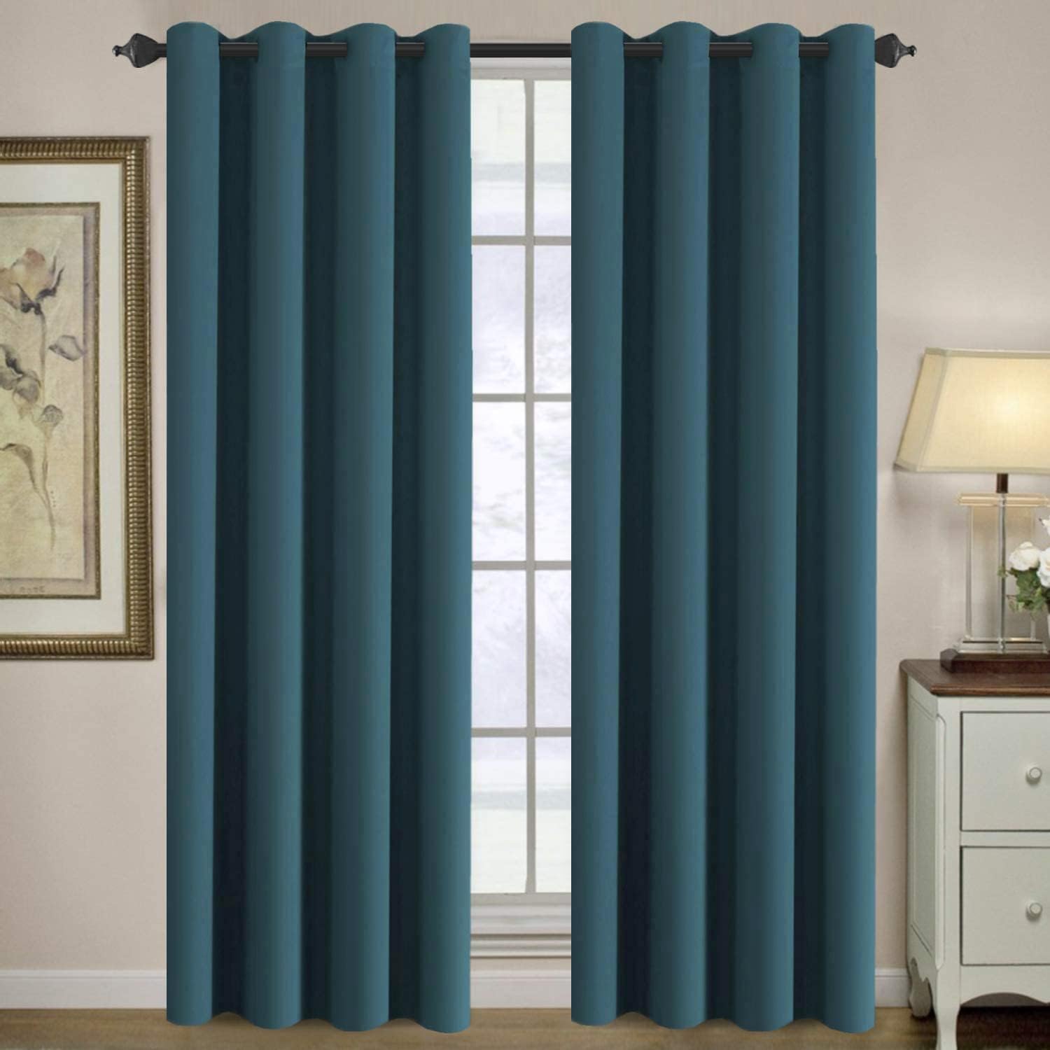 Detalle de H.VERSAILTEX 1 Blackout Curtain, Dark Teal, 52 x 96-Inch Grommet Panel