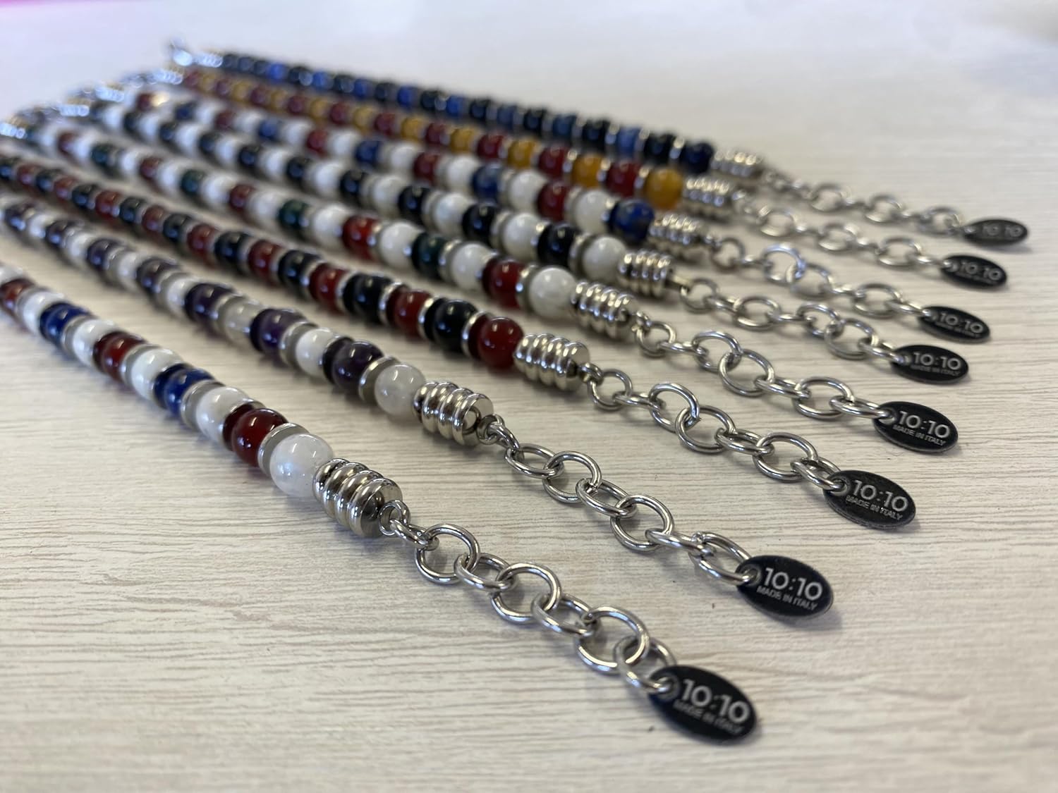 Thumbnail 3 de 10:10 Bracciale uomo/donna con pietre naturali e acciaio inox anallergico