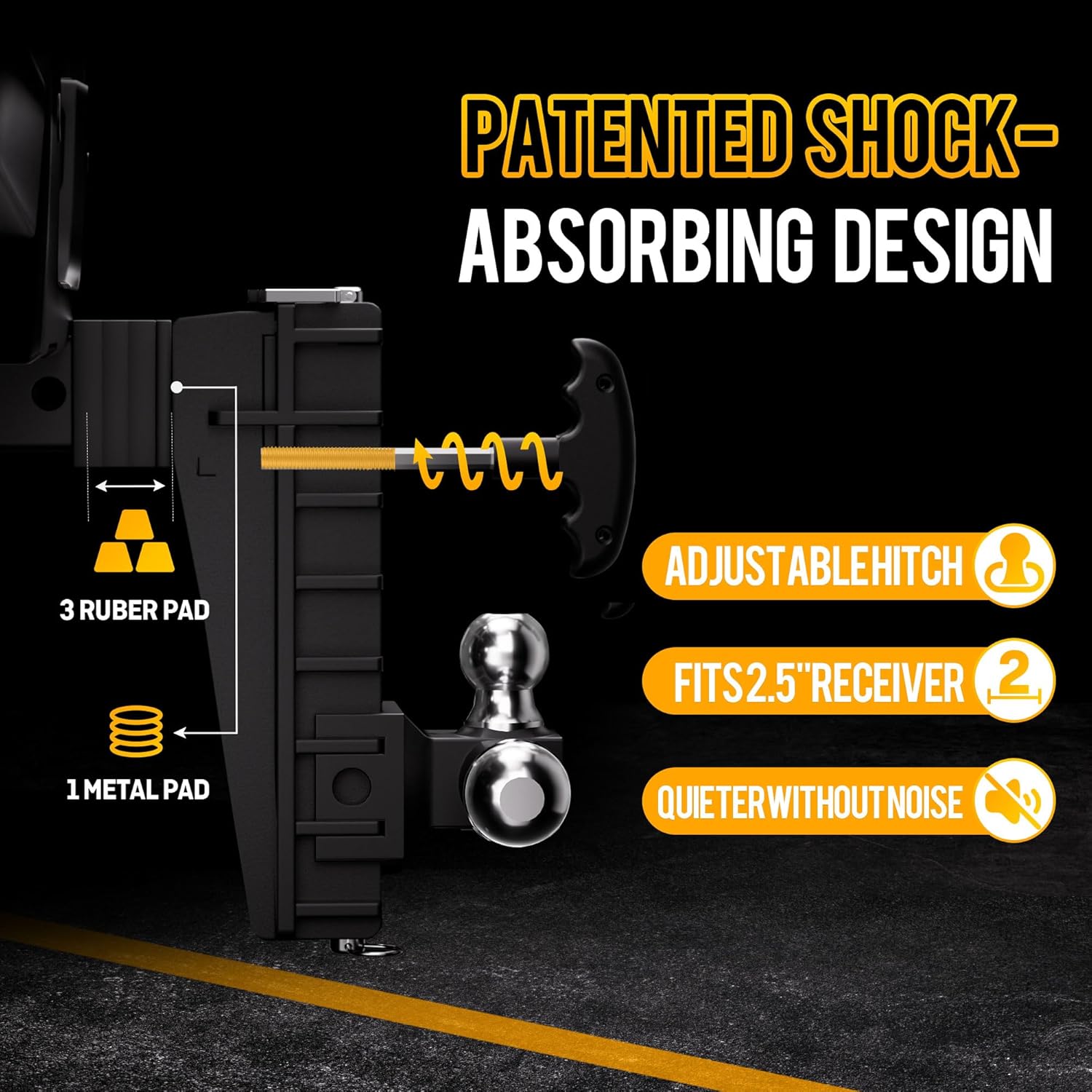 Thumbnail 1 de Adjustable Trailer Hitch 10 Inch Drop Hitch (Fits 2.5-Inch Receiver) — 18,500 Lbs GTW Heavy-Duty Tow Hitch