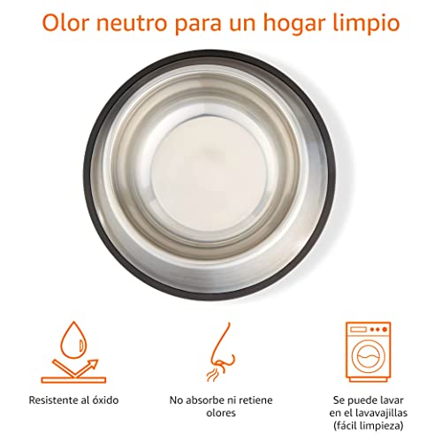 Detalle de Amazon Basics Comedero para perro (acero inoxidable, 2 comederos) – Plateado