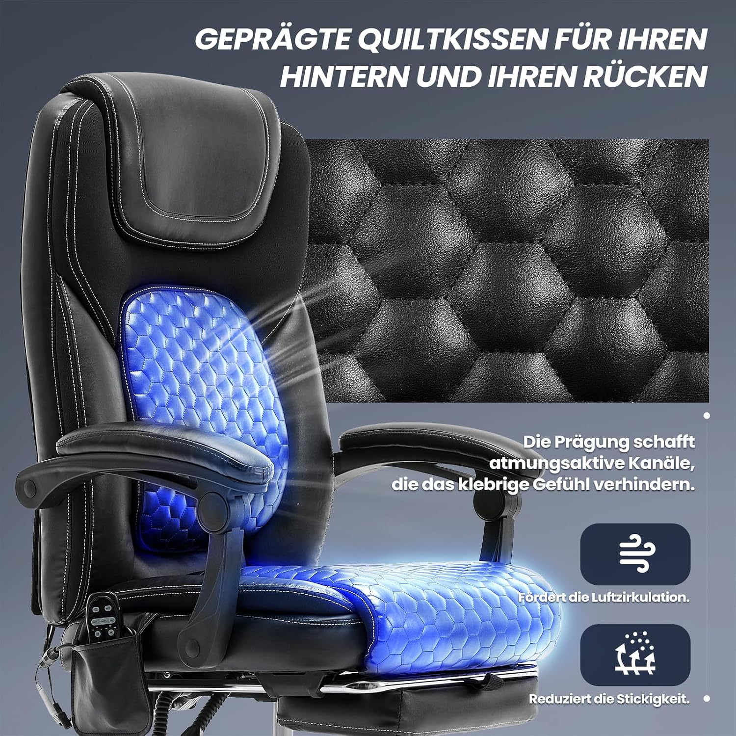 Thumbnail 5 de COLAMY Chefsessel Leder 6-Punkt Massage