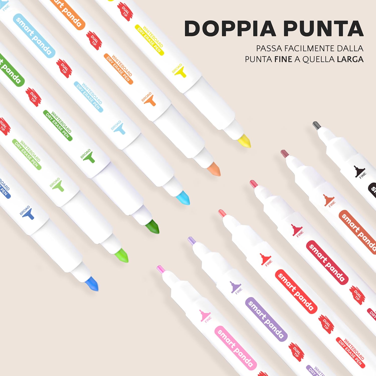 Thumbnail 2 de Smart Panda pennarelli lavagna 12 colori a doppia punta