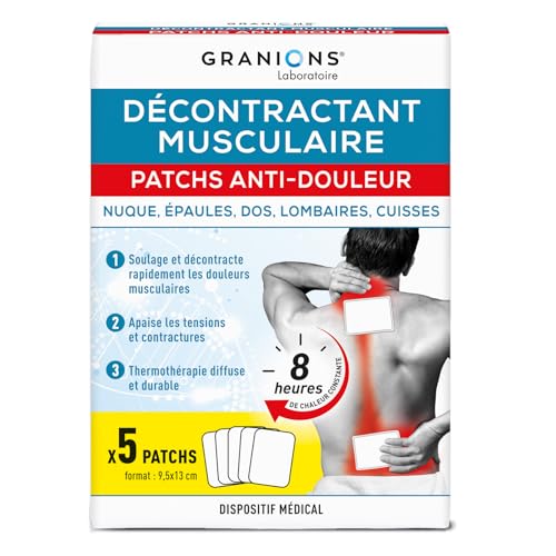 Granions Décontractant musculaire, 5 patchs antidouleur chauffants 8 h