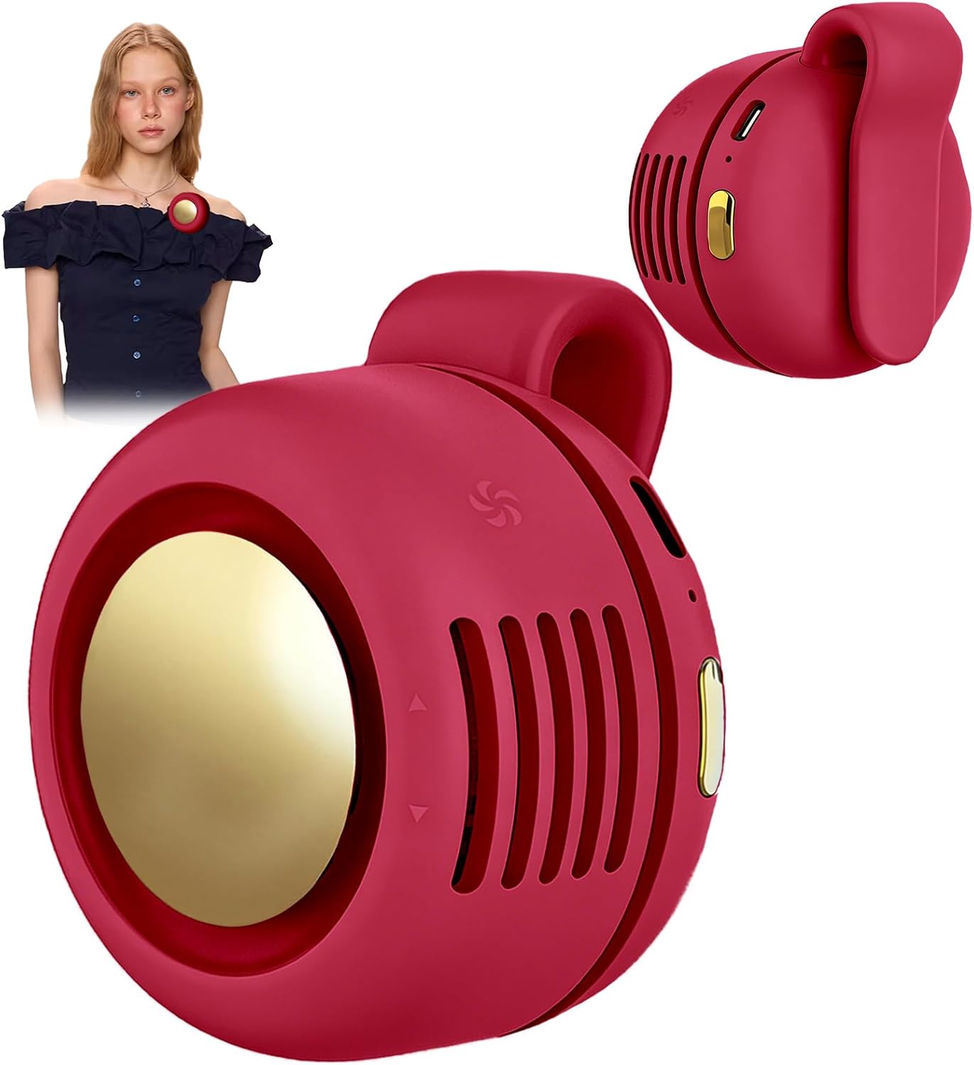 Thumbnail 6 de Ahuccf Portable Clip-On Fan (2-Pack): Ultra-Light, USB Rechargeable, 360° Rotatable Bladeless Personal Fans