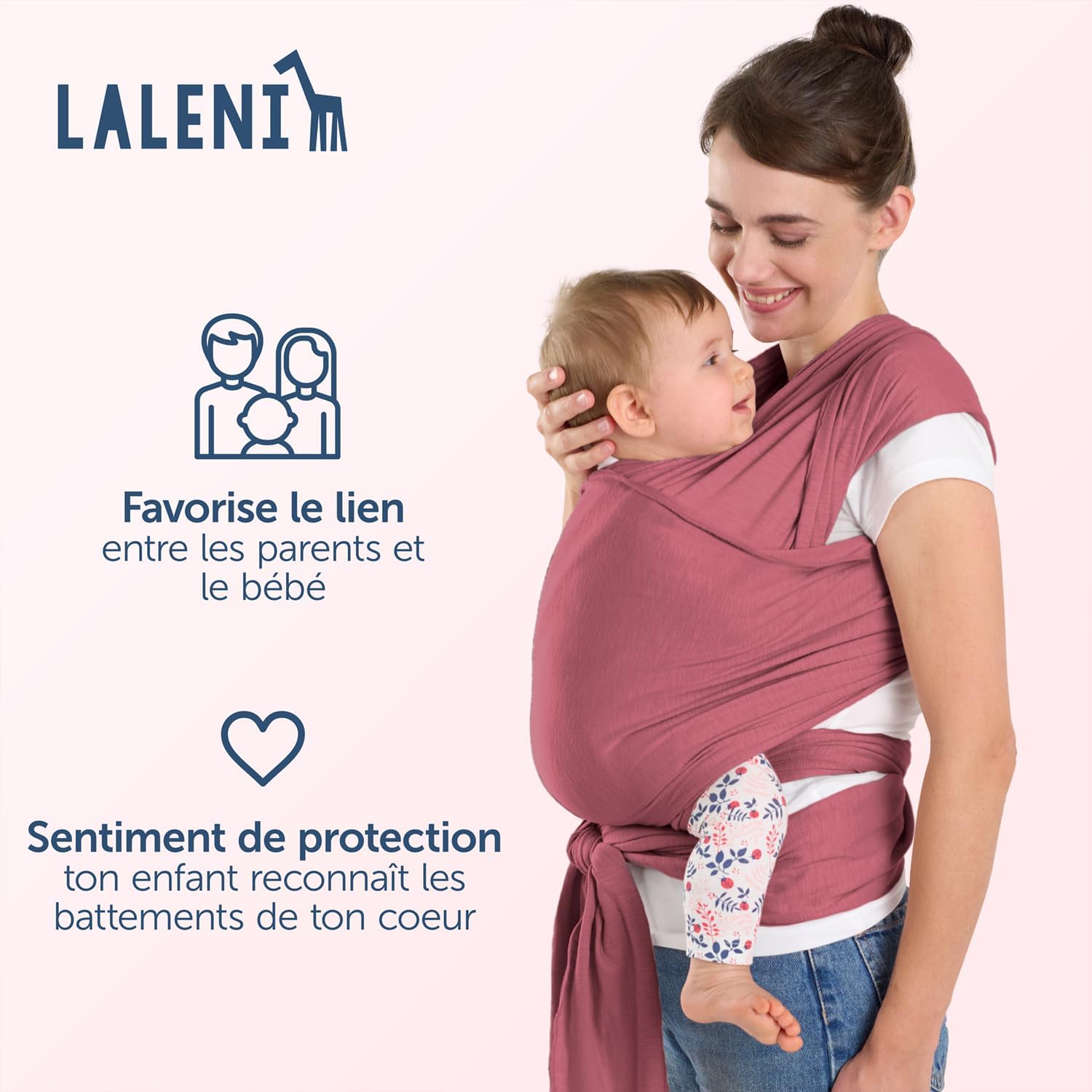 Thumbnail 3 de Laleni écharpe de portage bébé nouveau-né jusqu’à 15 kg en coton, rouge – portage physiologique