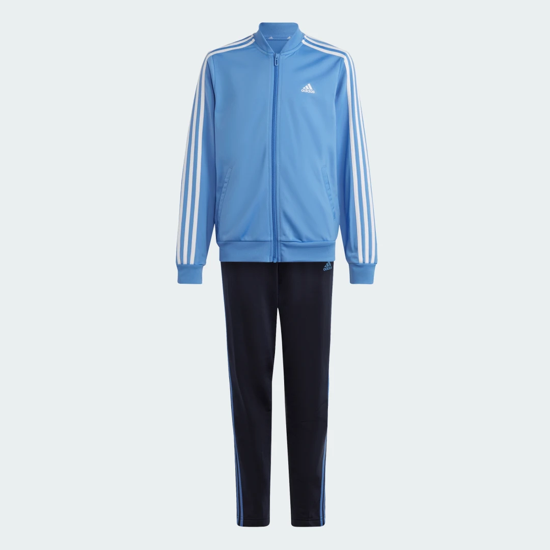 Detalle de Chándal Essentials 3 bandas de Adidas, azul: comodidad y estilo clásico