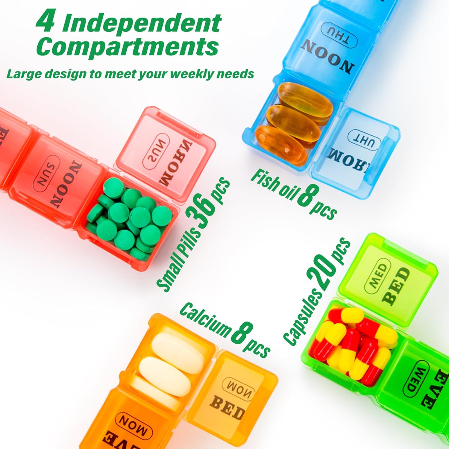 Thumbnail 2 de Yaklim Pill Boxes 7 Day 4 Times a Day: Extra Large Weekly Tablet Organiser with 28 Compartments