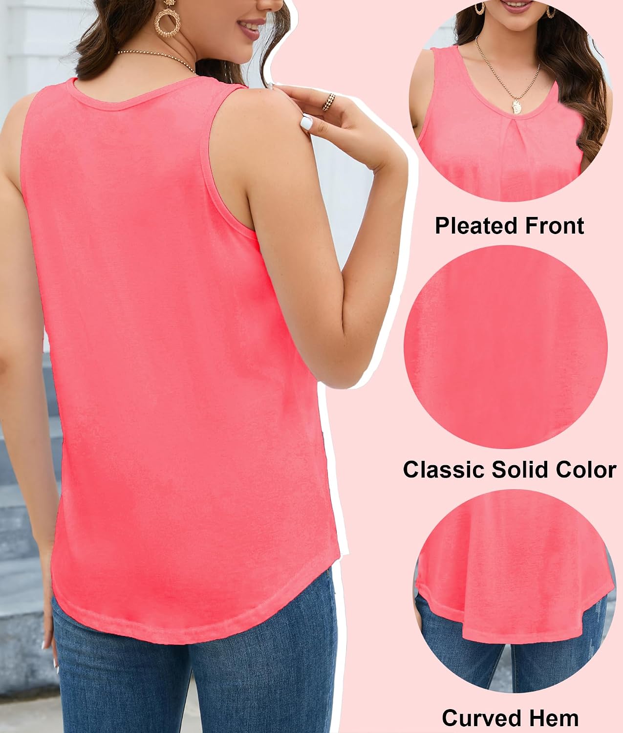 Thumbnail 4 de iChunhua Ladies Summer Vest Tank Tops with Scoop Neck – loose fit sleeveless vest (S to XXL)