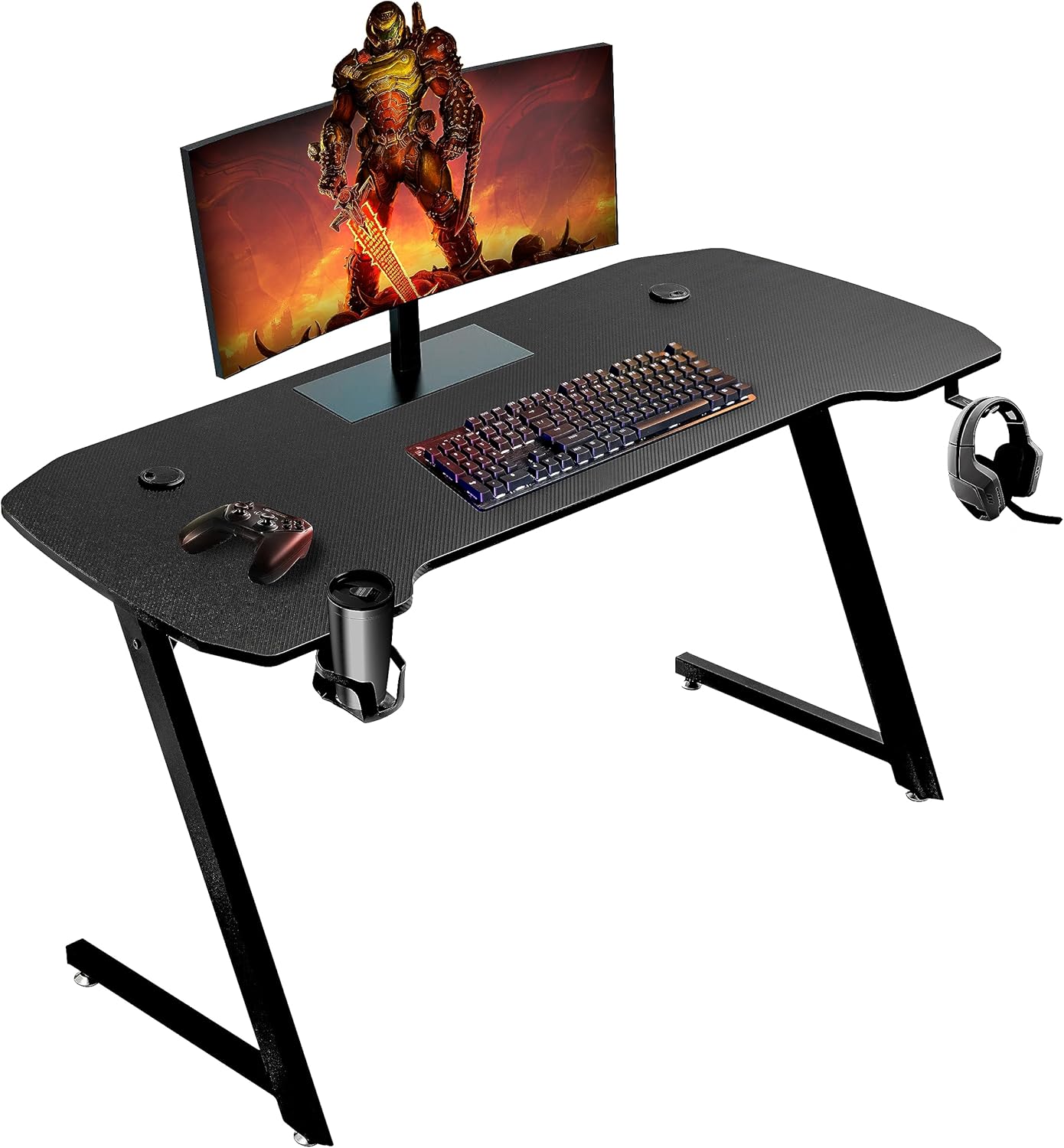 Thumbnail 6 de Baroni Home Scrivania Gaming ergonomica 100x60 cm in MDF e acciaio con supporto cuffie e porta bicchiere