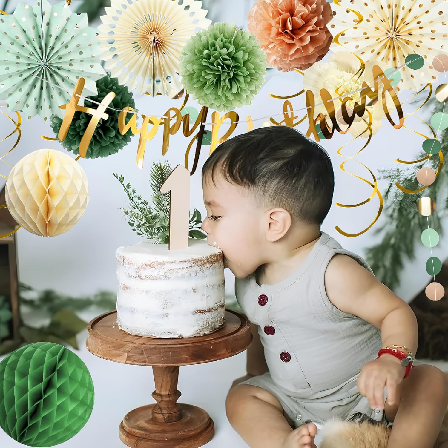 Thumbnail 6 de Almaxi Decoraciones cumpleaños verde beige 16 piezas