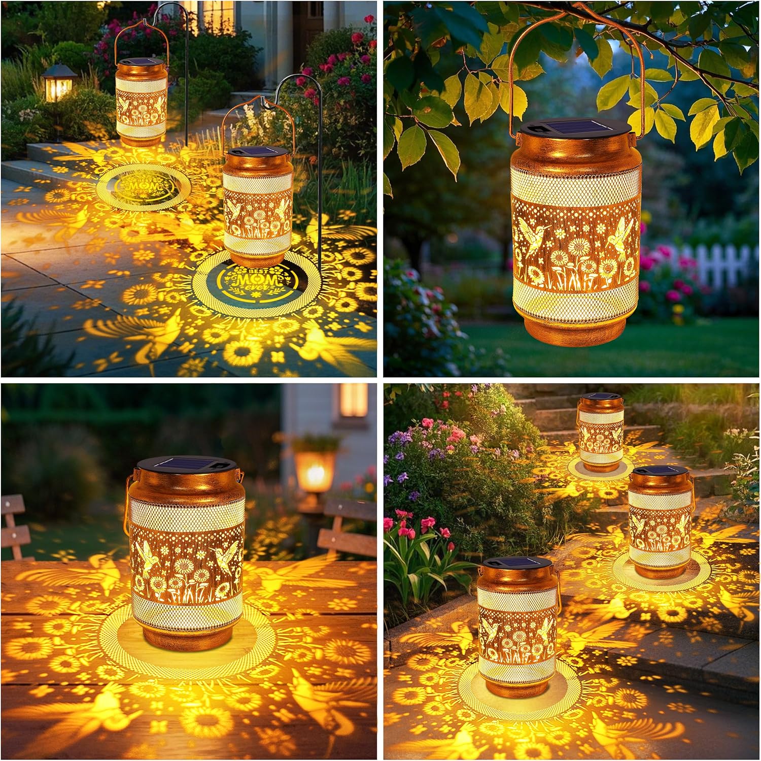 Detalle de 2 Pack Hummingbird Solar Lanterns: Outdoor Waterproof Garden Decor