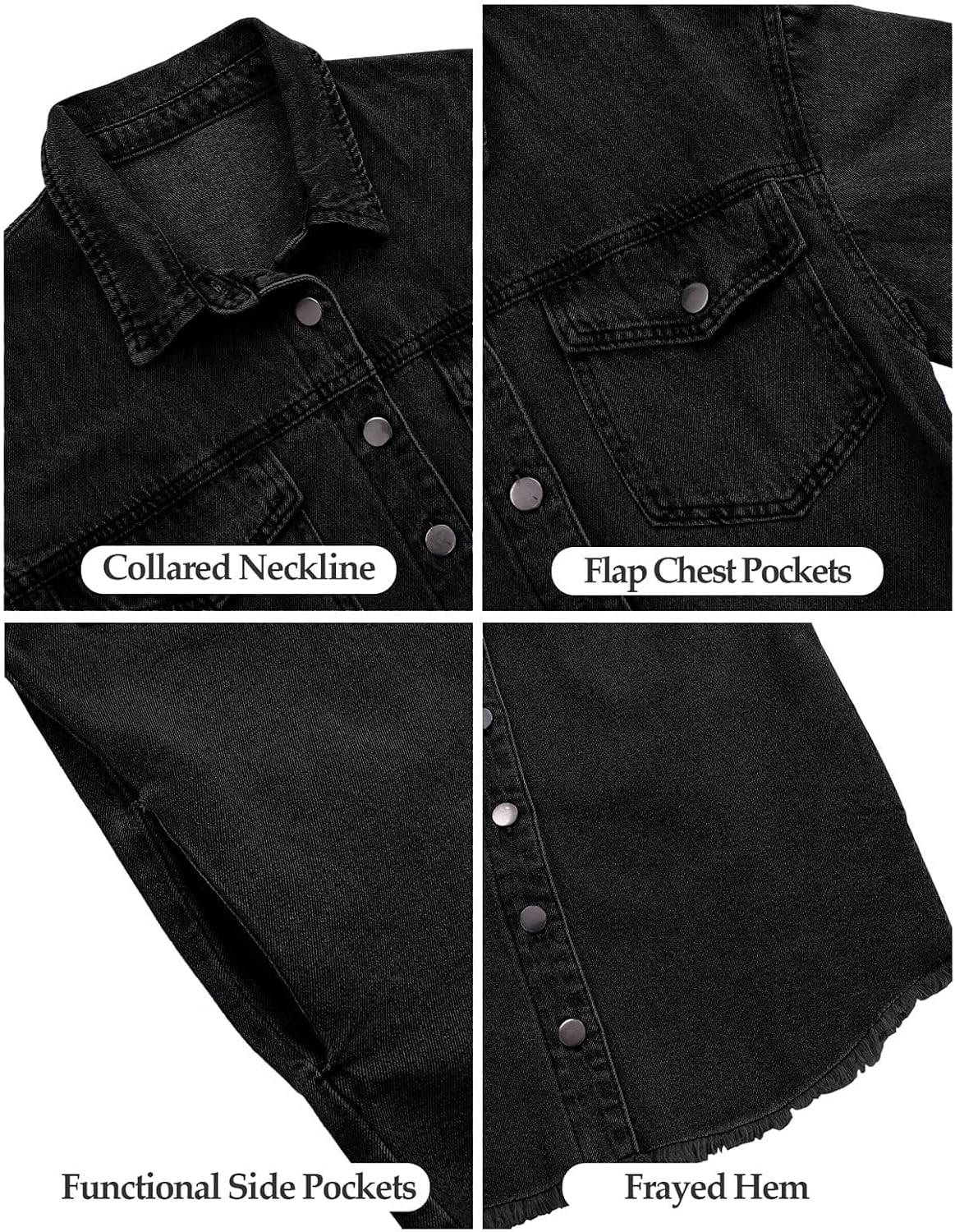 Thumbnail 5 de Vetinee Oversized Denim Shacket with Pockets
