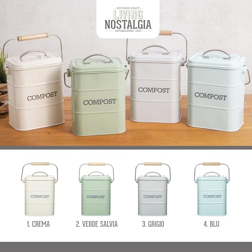 Thumbnail 4 de KitchenCraft Living Nostalgia Compostiera da Cucina in Metallo, 3 L, crema antico