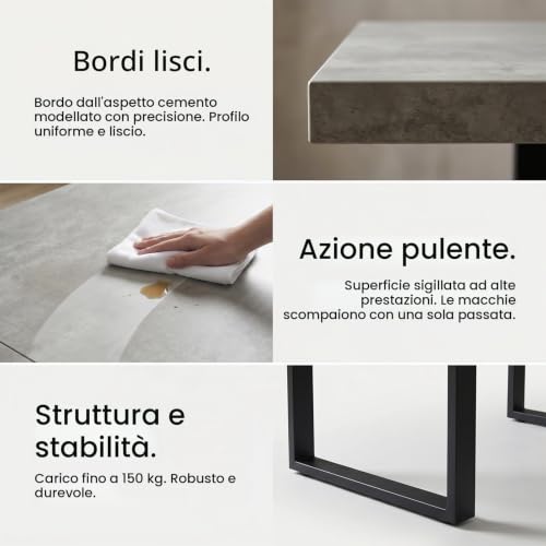 Thumbnail 4 de JIEXI Set da pranzo con tavolo allungabile 130-170 cm e 6 sedie grigie