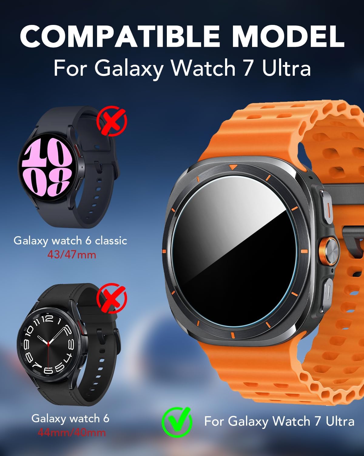 Detalle de SPGUARD 4-Pack Tempered Glass Screen Protectors for Galaxy Watch Ultra 47mm