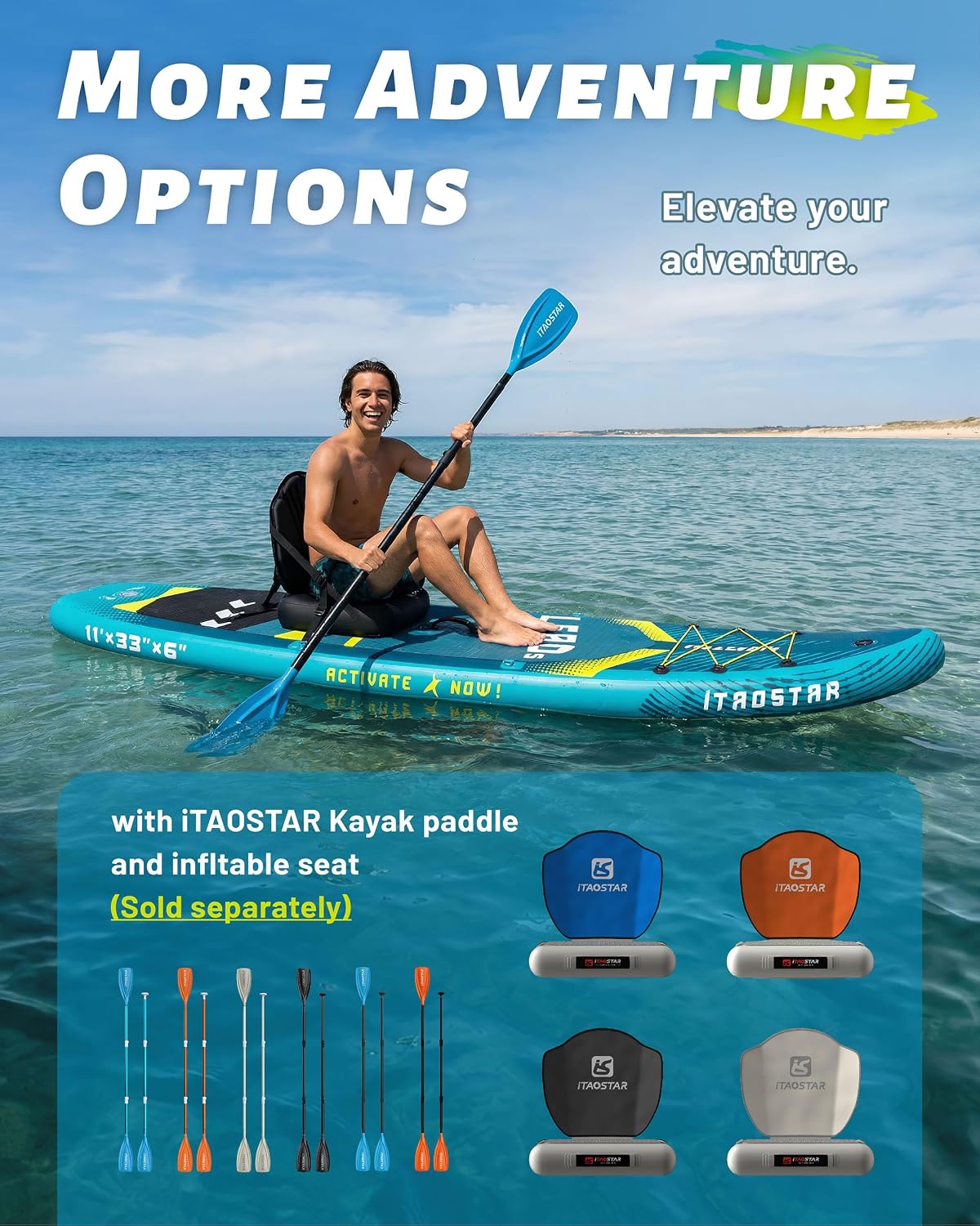 Thumbnail 6 de iTAOSTAR Lead 12' × 35" / 11' × 33" Inflatable SUP Board — All‑Skill, All‑Ages, 5 Fins Included