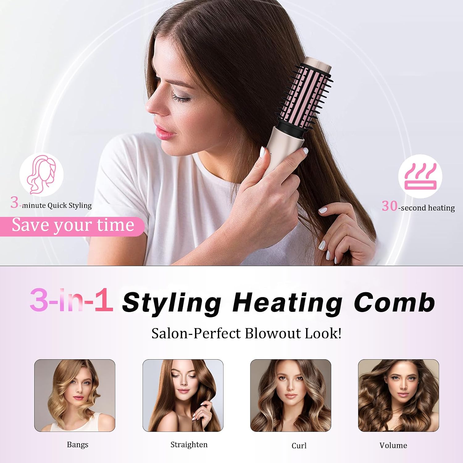 Thumbnail 3 de Jooayou Cordless Curling Brush: Portable USB-Rechargeable Hot Brush for Travel Styling