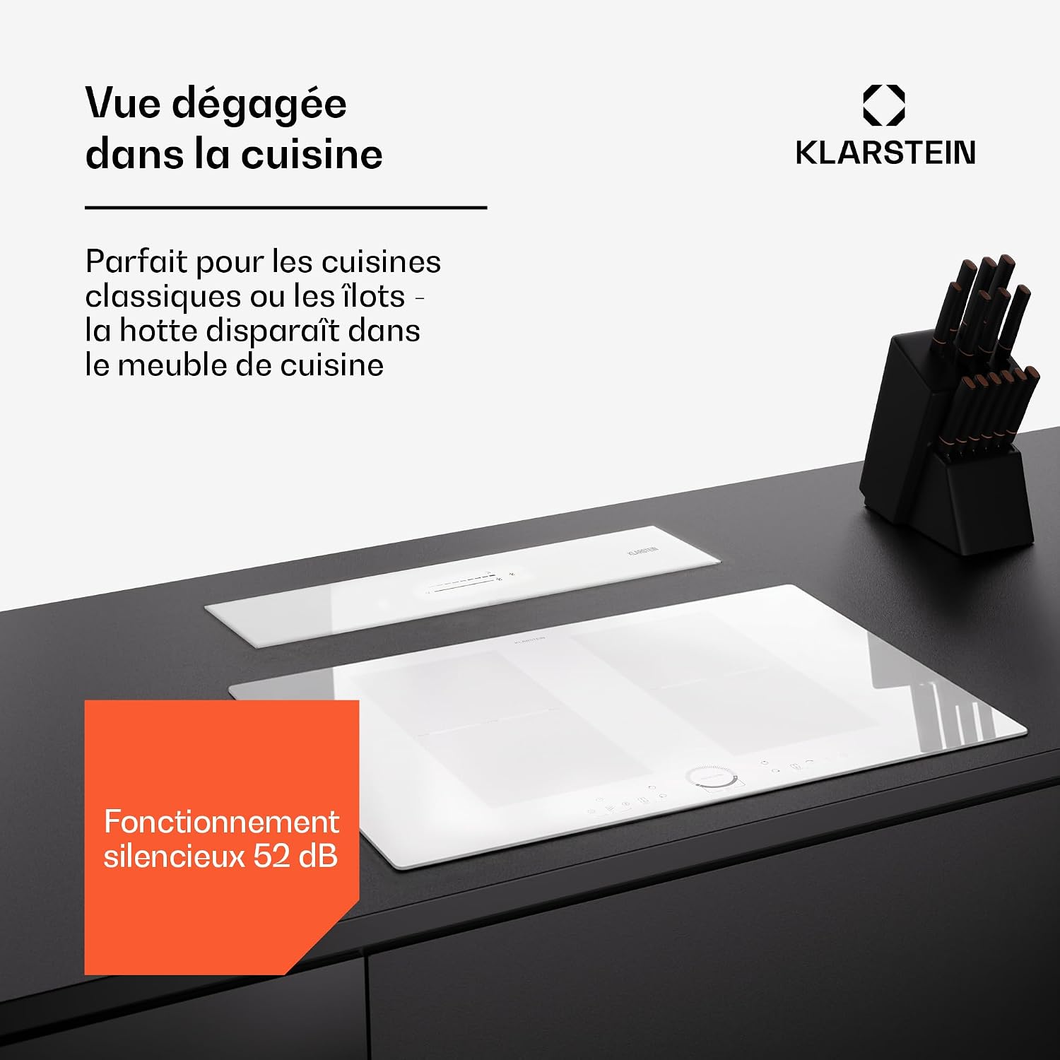 Detalle 2 de Klarstein Royal Flush Eco 10046233 intrekbare dampkap van 60 cm met led