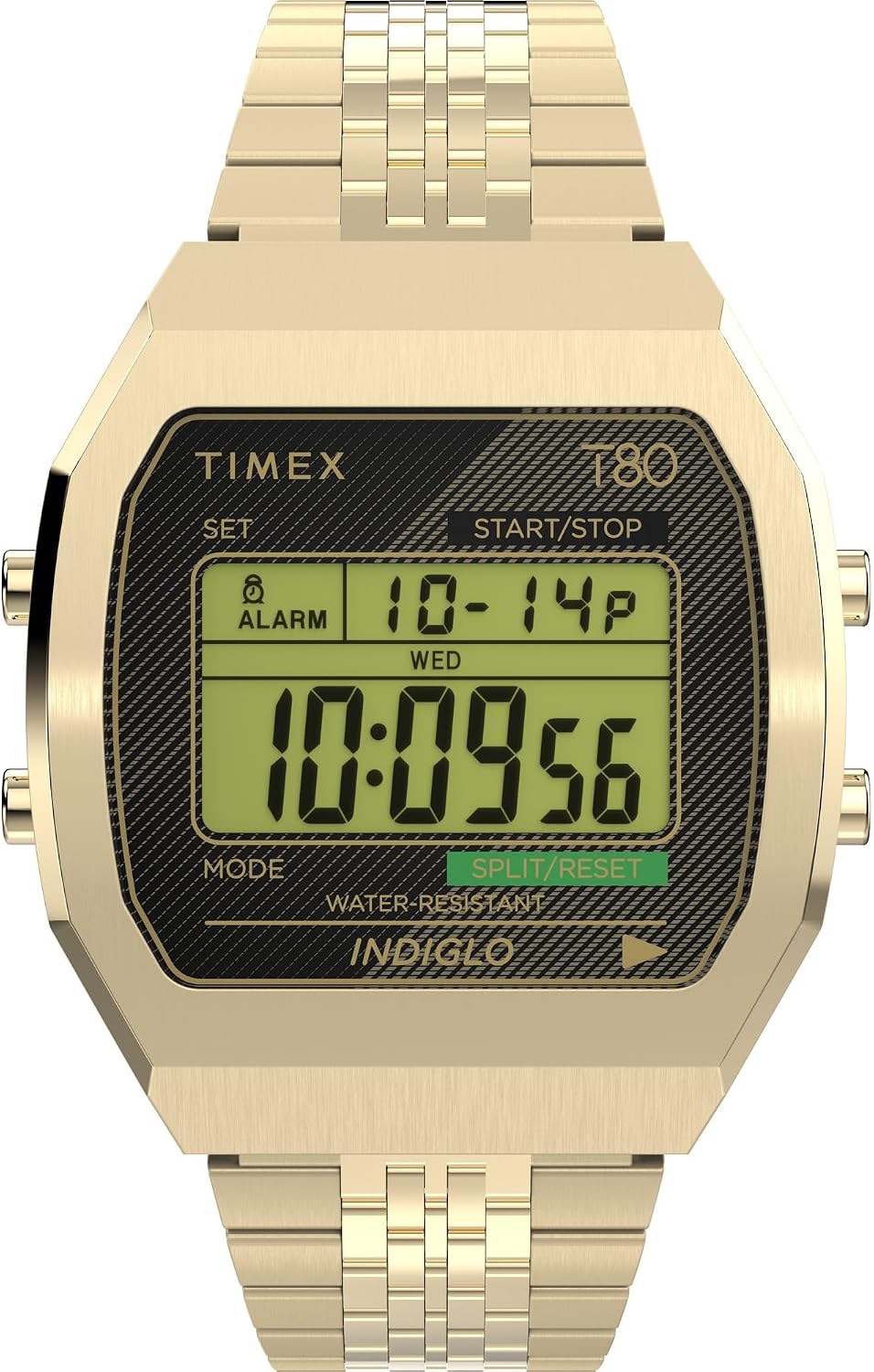 Detalle de Timex Unisex T80 Steel – Chronograph mit INDIGLO, goldfarben