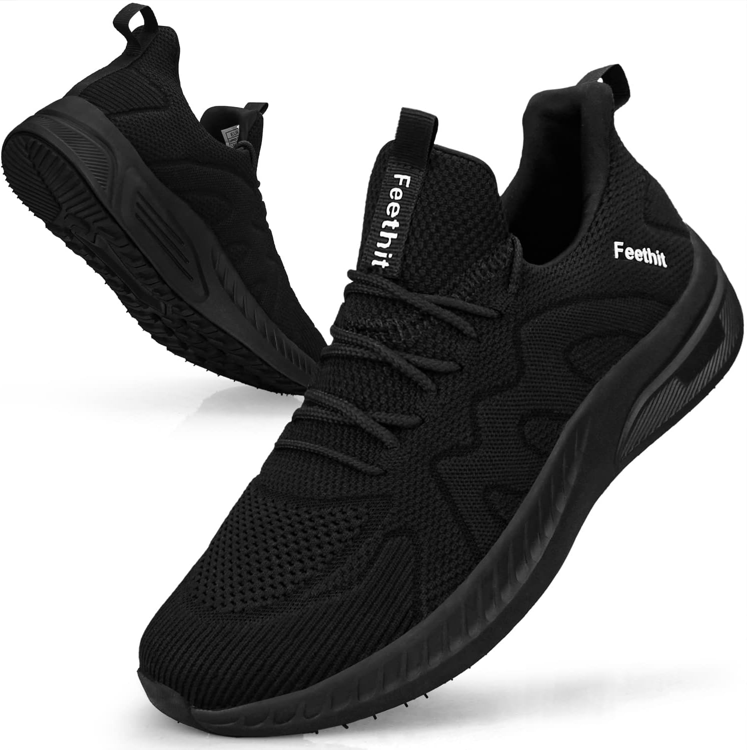 Feethit Mens Non Slip Walking Sneakers — Slip-On Athletic Shoes