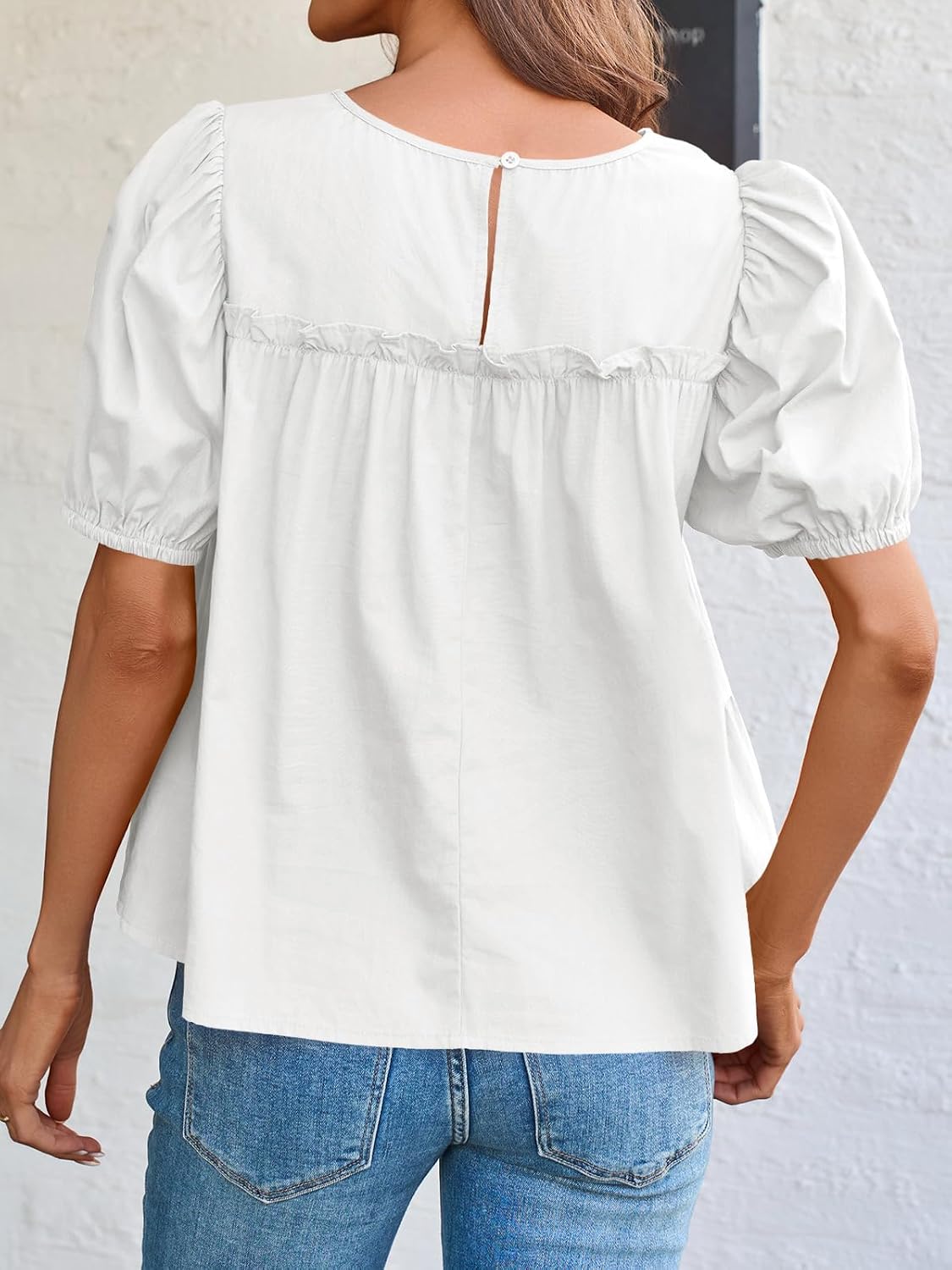 Thumbnail 6 de Tankaneo Women's Puff Sleeve Peplum Babydoll Top