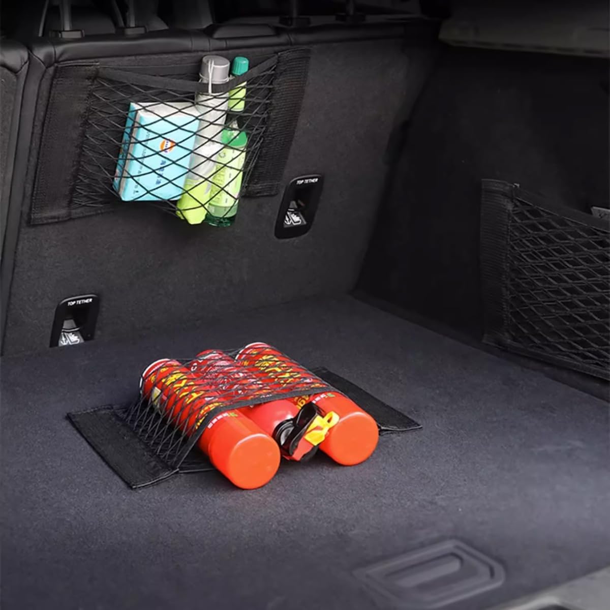 Thumbnail 6 de YOFADCI Filets de rangement pour coffre de voiture 80 x 25 cm (2 pièces) avec velcro et autocollants magiques