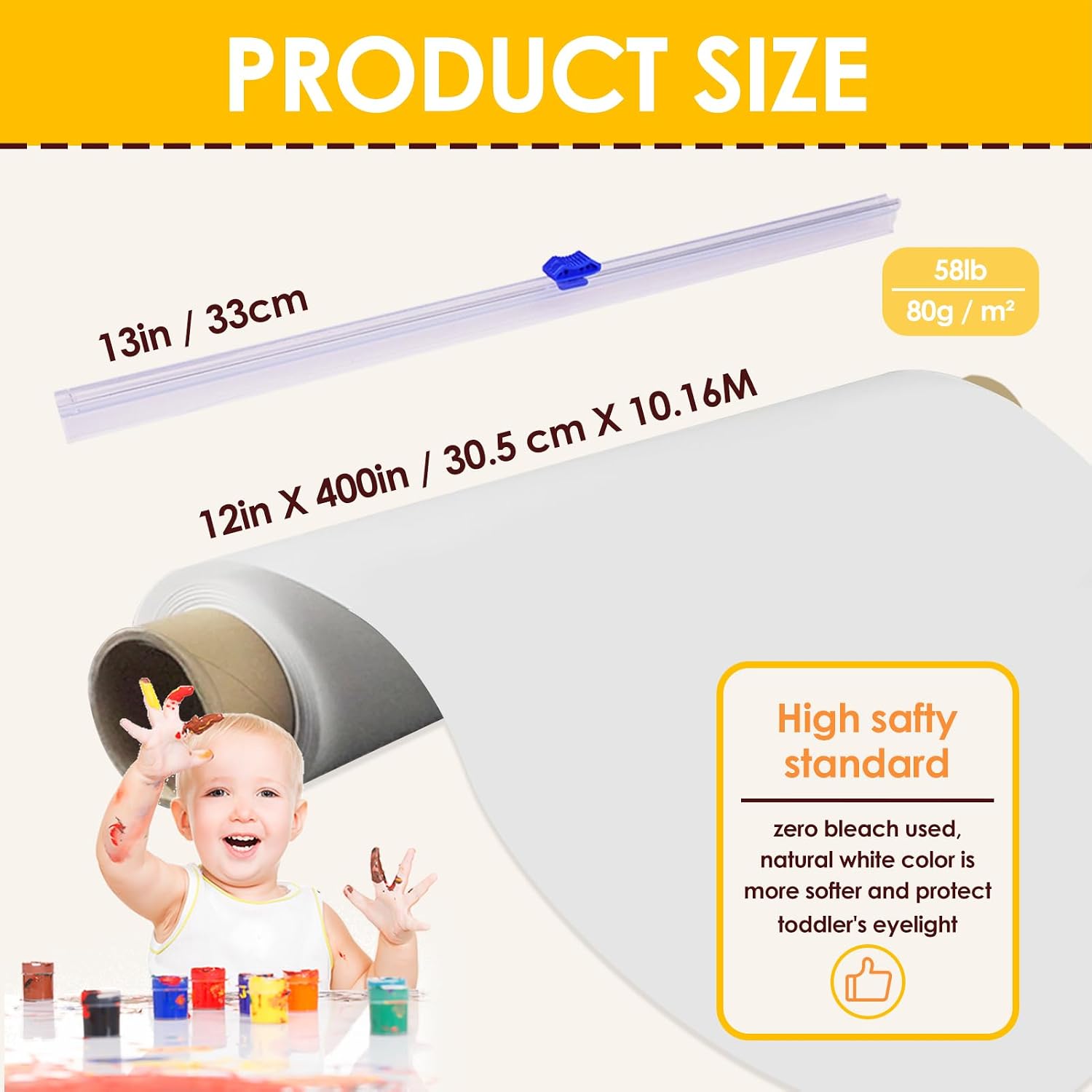 Detalle de Funto FT1030 vingerverfpapierrol, 30 cm breed, wit en op maat te snijden