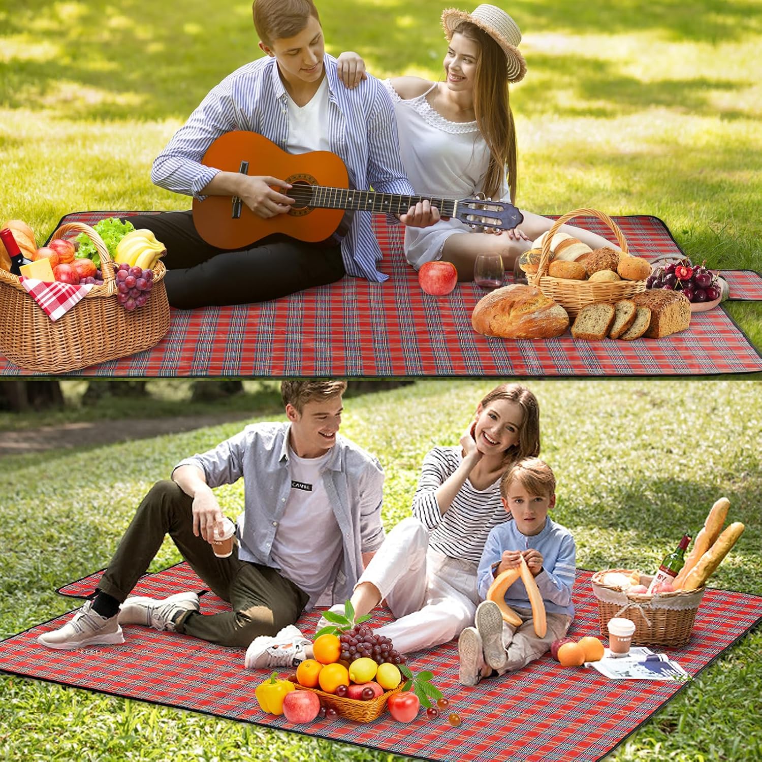 Thumbnail 1 de SOMIYAMI Tartan Picnic Blanket Waterproof 150 x 200cm – Red