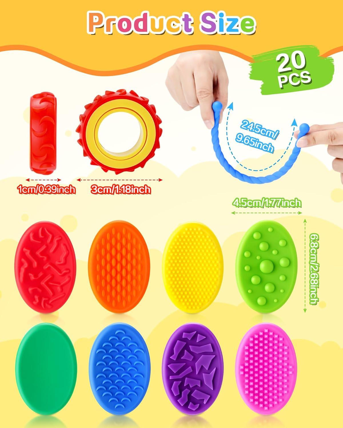Thumbnail 4 de Kizmyee 20-teiliges Fidget Toys Set aus Silikon – Sensorikspielzeug zum Stressabbau für Kinder und Erwachsene
