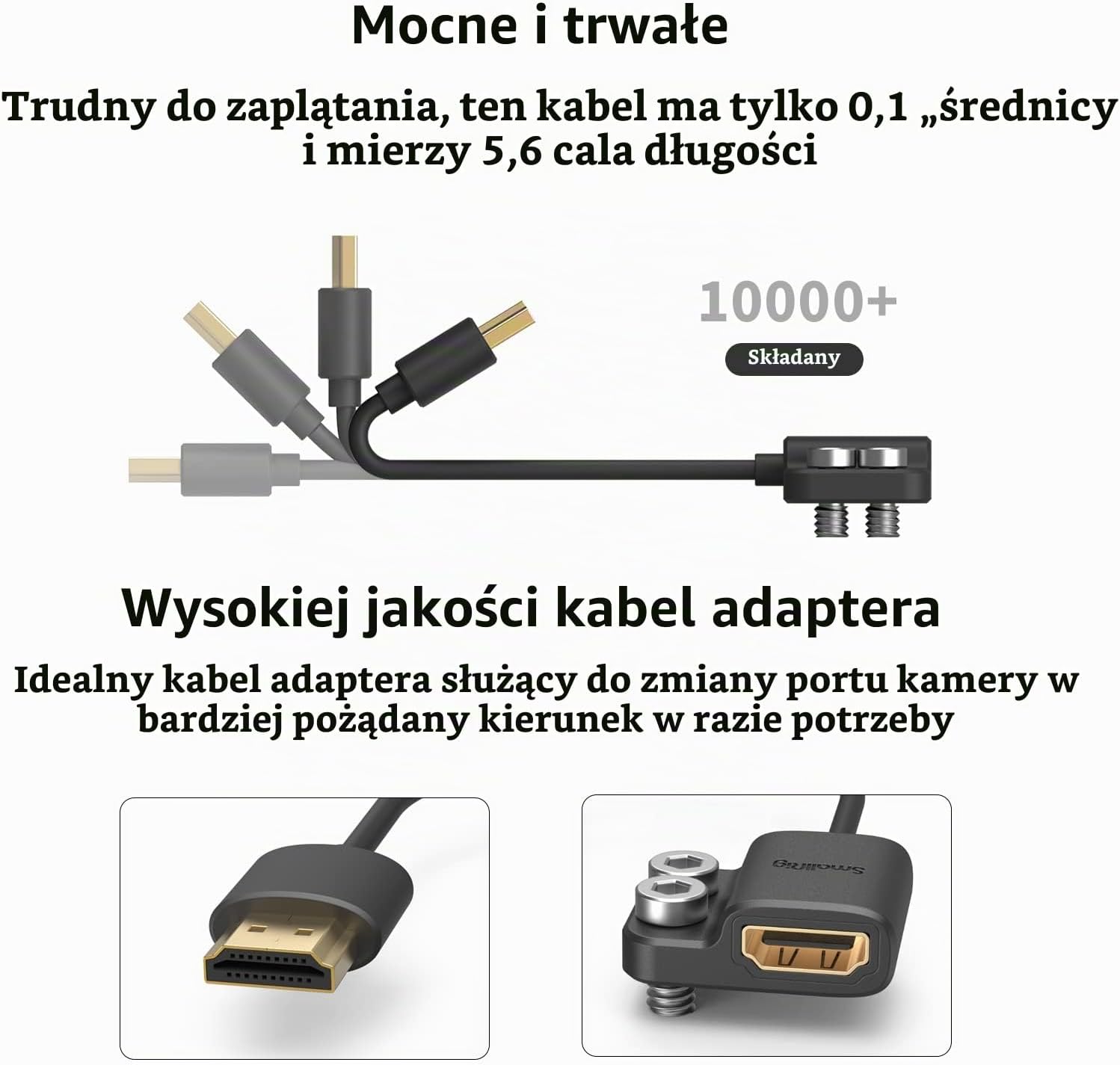 Thumbnail 3 de SMALLRIG 3019 – adapter HDMI 4K 60 Hz, 14 cm z mocowaniem 1/4″-20