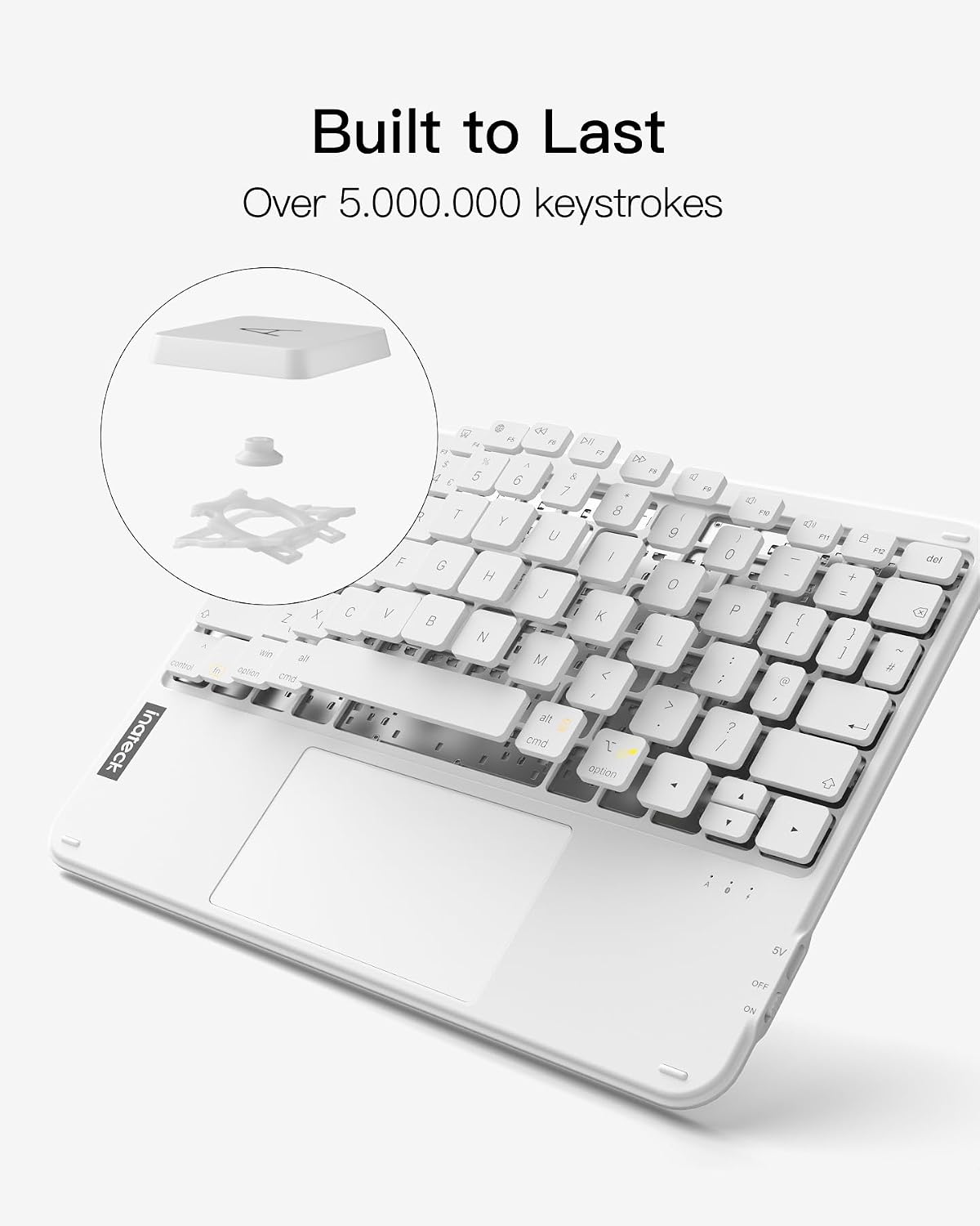 Detalle de Inateck Tablet Bluetooth Keyboard with Touchpad (KB01105) – White
