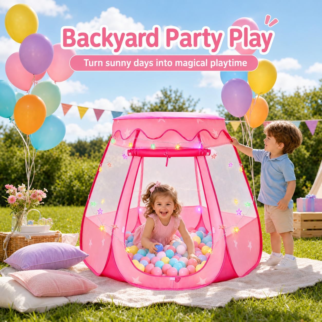 Thumbnail 6 de Pop Up Princess Tent with Star Lights 49.3in