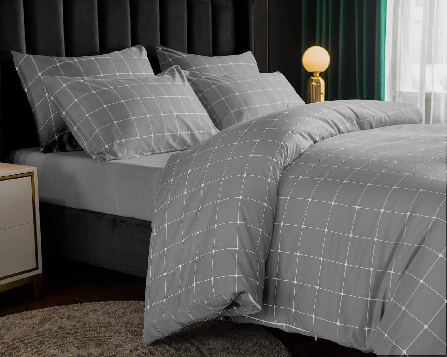 Detalle de Lazzaro King Size Duvet Cover Set (Premium Microfibre, Reversible) with Zipper Closure