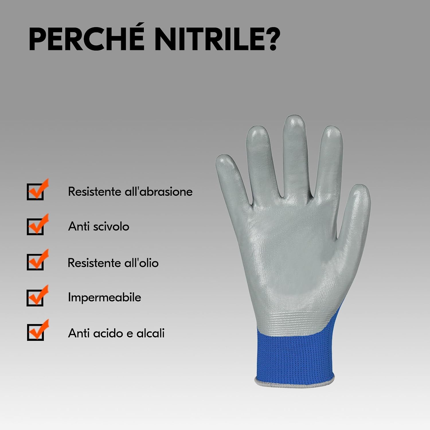 Detalle 2 de Vgo... 10 paia Guanti Lavoro Rivestiti Nitrile – Cinturino Blu, Taglia M (NT2110)